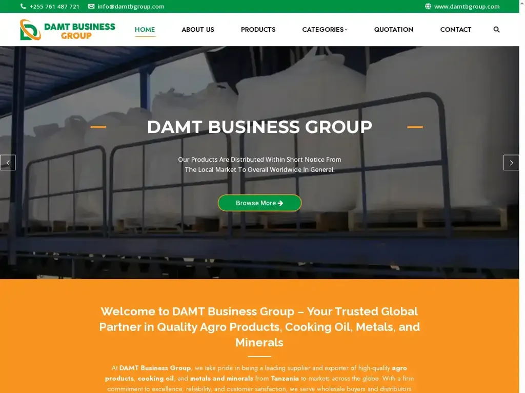 Screenshot of Damtbgroup.com taken on Tuesday the 22nd of July 2025