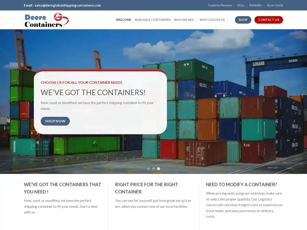 Screenshot of Dereglobalshippingcontainers.com taken on Friday the 23rd of August 2024