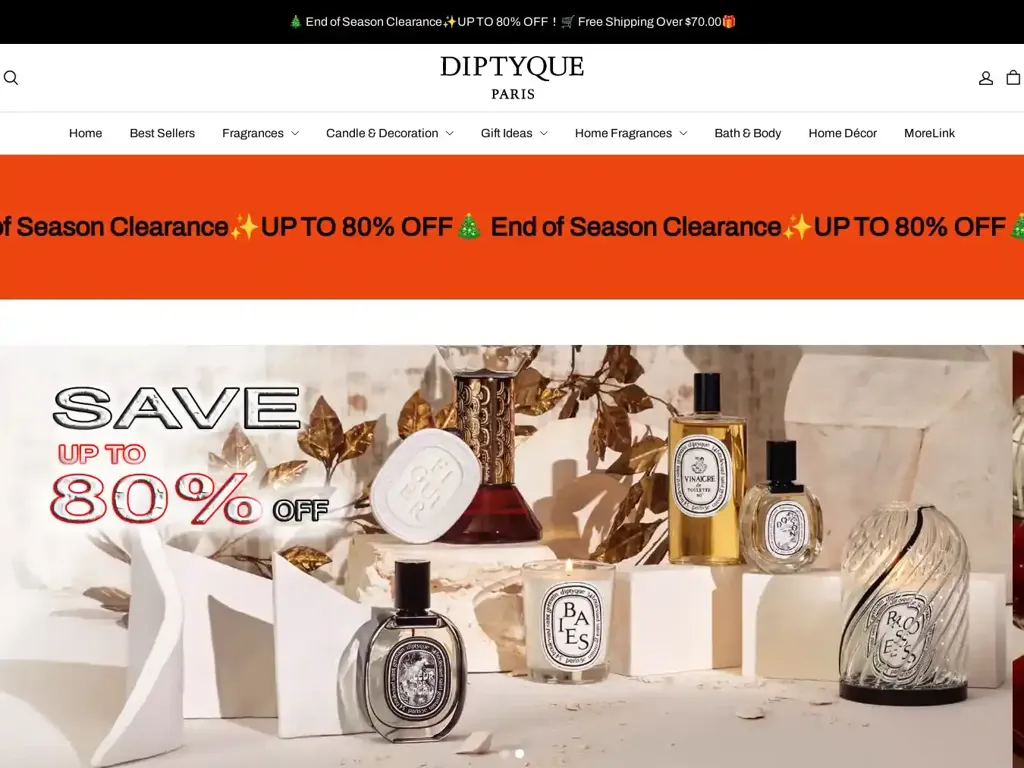 Screenshot of Diptyqueus.shop taken on Monday the 30th of December 2024