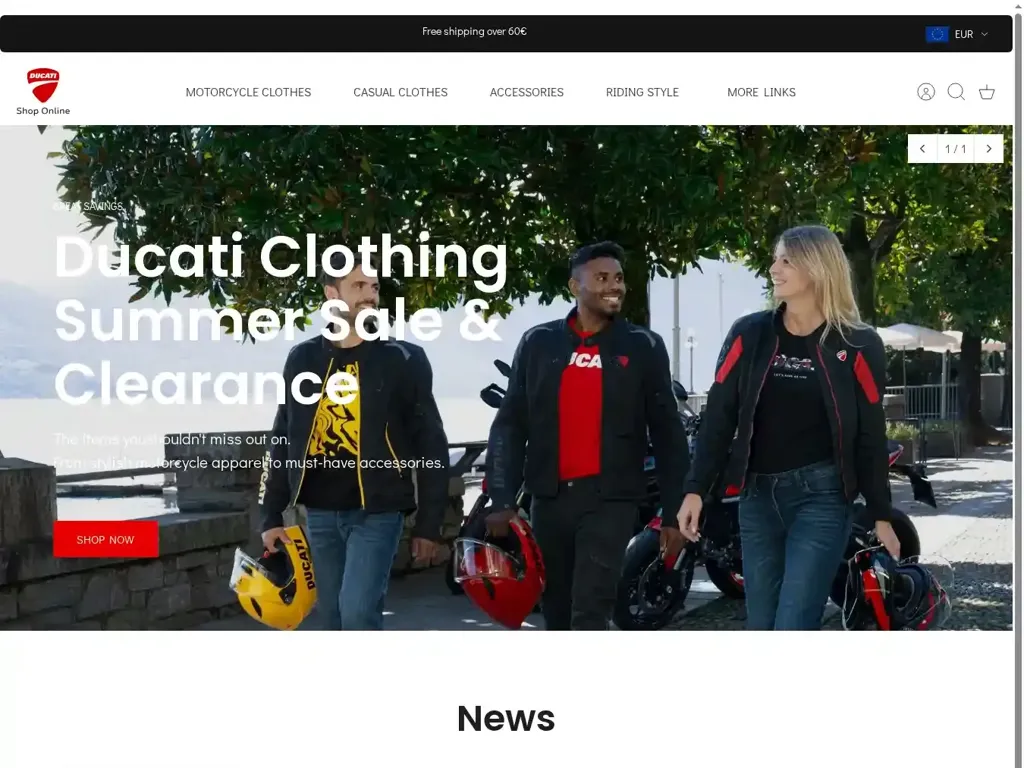 Screenshot of Ducaticlothes.com taken on Tuesday the 17th of June 2025
