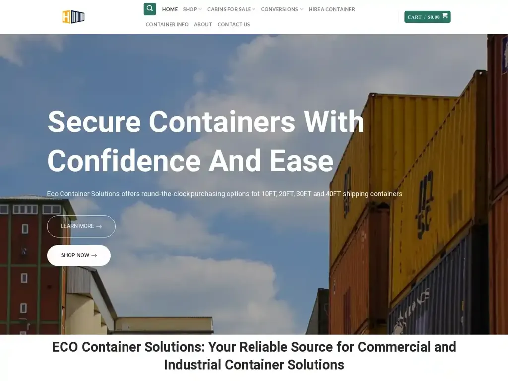 Screenshot of Ecocontainersolutions.com taken on Monday the 18th of November 2024