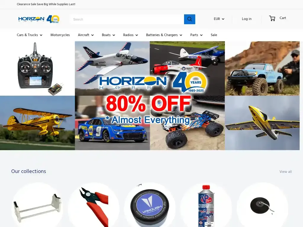 Screenshot of Euhorizonhobby.com taken on Thursday the 22nd of May 2025