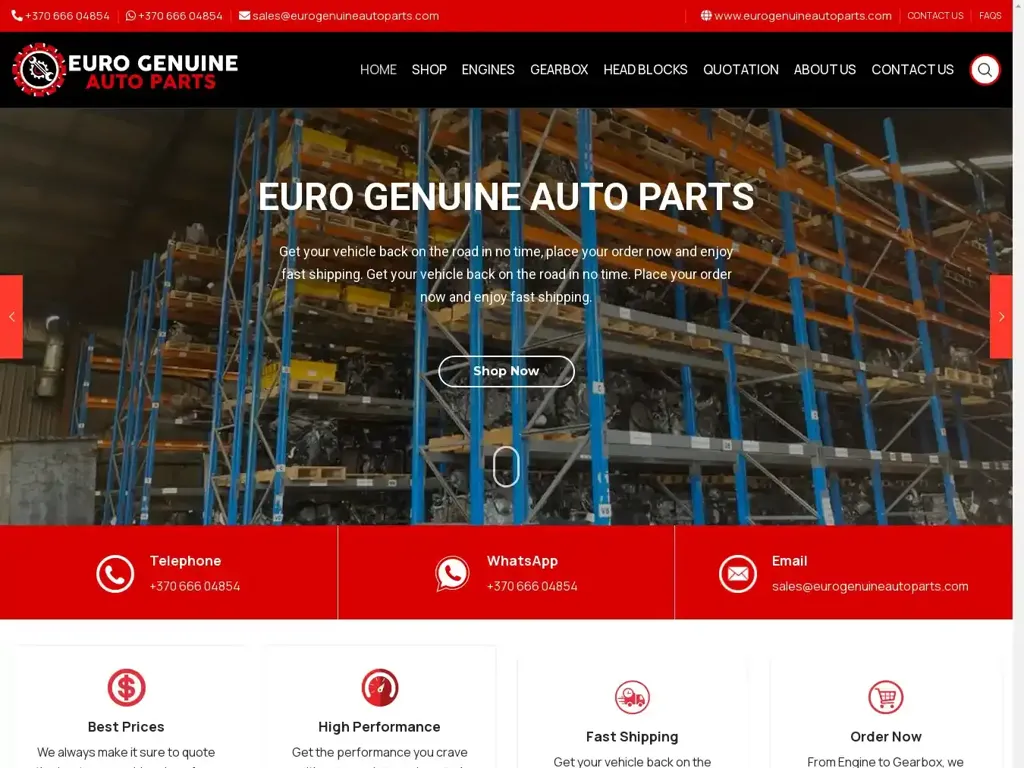 Screenshot of Eurogenuineautoparts.com taken on Tuesday the 14th of January 2025