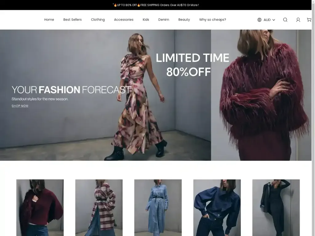 Screenshot of Fashionclothau.shop taken on Tuesday the 7th of May 2024