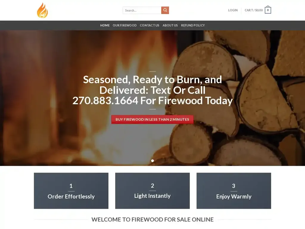 Screenshot of Firewoodforsaleonline.com taken on Thursday the 4th of January 2024