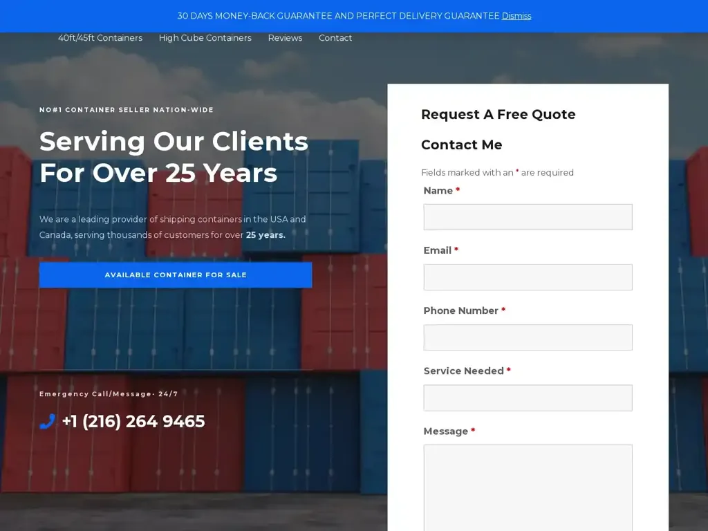 Screenshot of Firstgradecontainers.com taken on Thursday the 4th of January 2024
