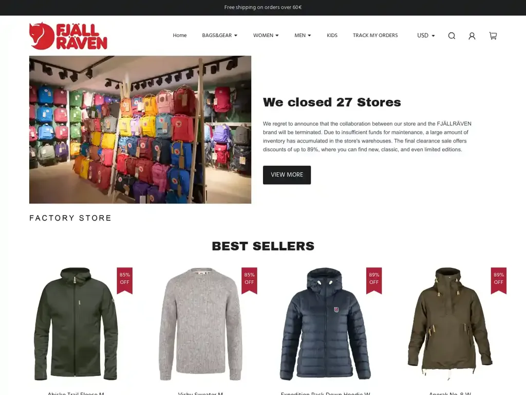 Screenshot of Fjallravensyvip.shop taken on Monday the 30th of December 2024