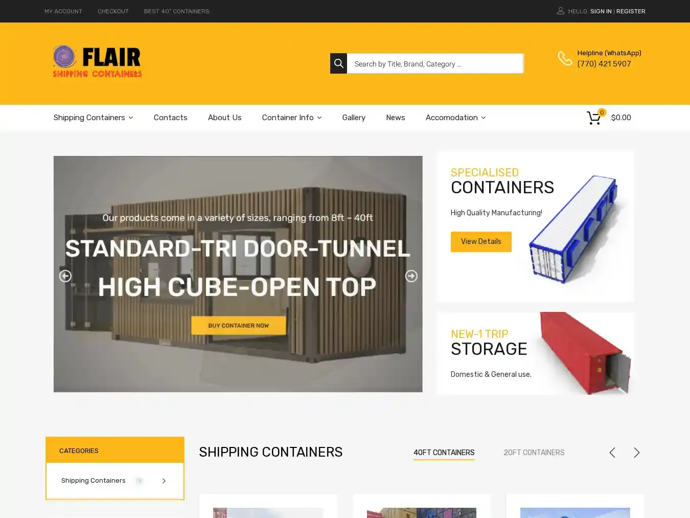 Flaircontainers.com Fraudulent Container website.