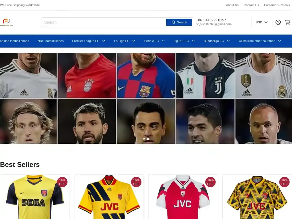 Screenshot of Football-jersey-shop.com taken on Thursday the 19th of September 2024