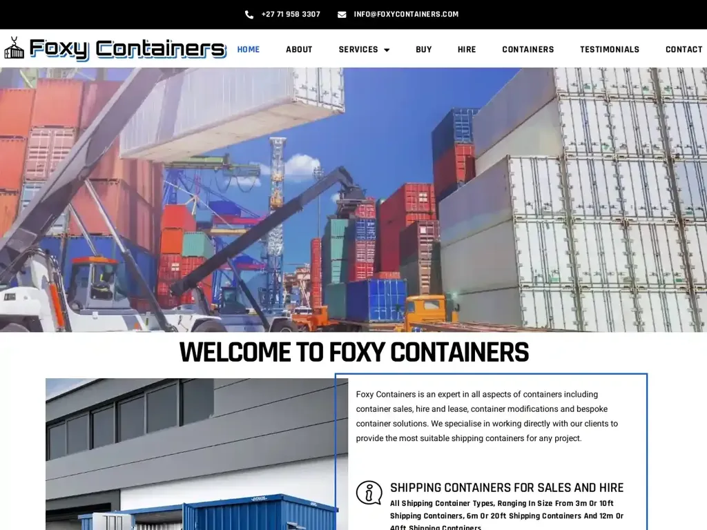 Screenshot of Foxycontainers.com taken on Thursday the 4th of January 2024
