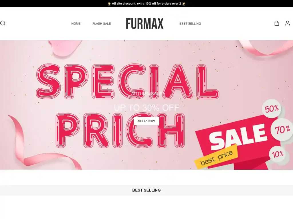 Screenshot of Furmaxfurnishings.shop taken on Tuesday the 8th of October 2024