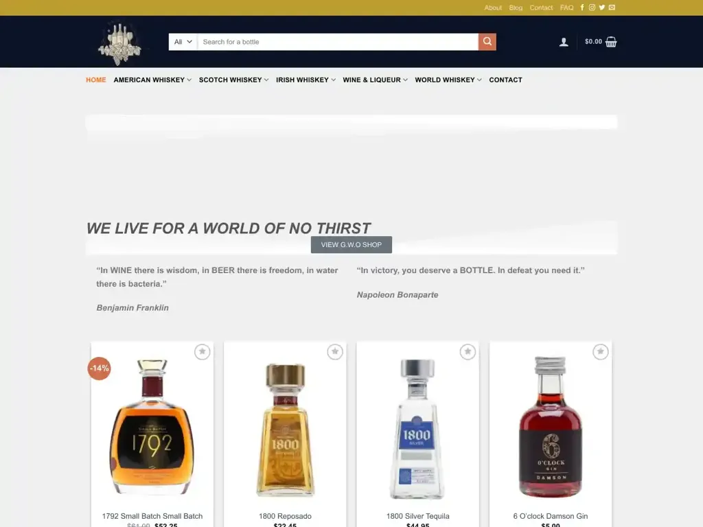 Screenshot of Getwhiskeyonline.com taken on Wednesday the 3rd of January 2024