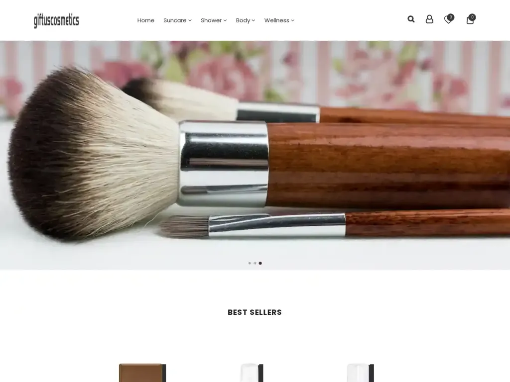 Screenshot of Giftuscosmetics.com taken on Tuesday the 9th of January 2024