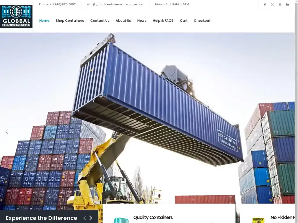 Screenshot of Globalcontainerwarehouse.com taken on Friday the 7th of June 2024