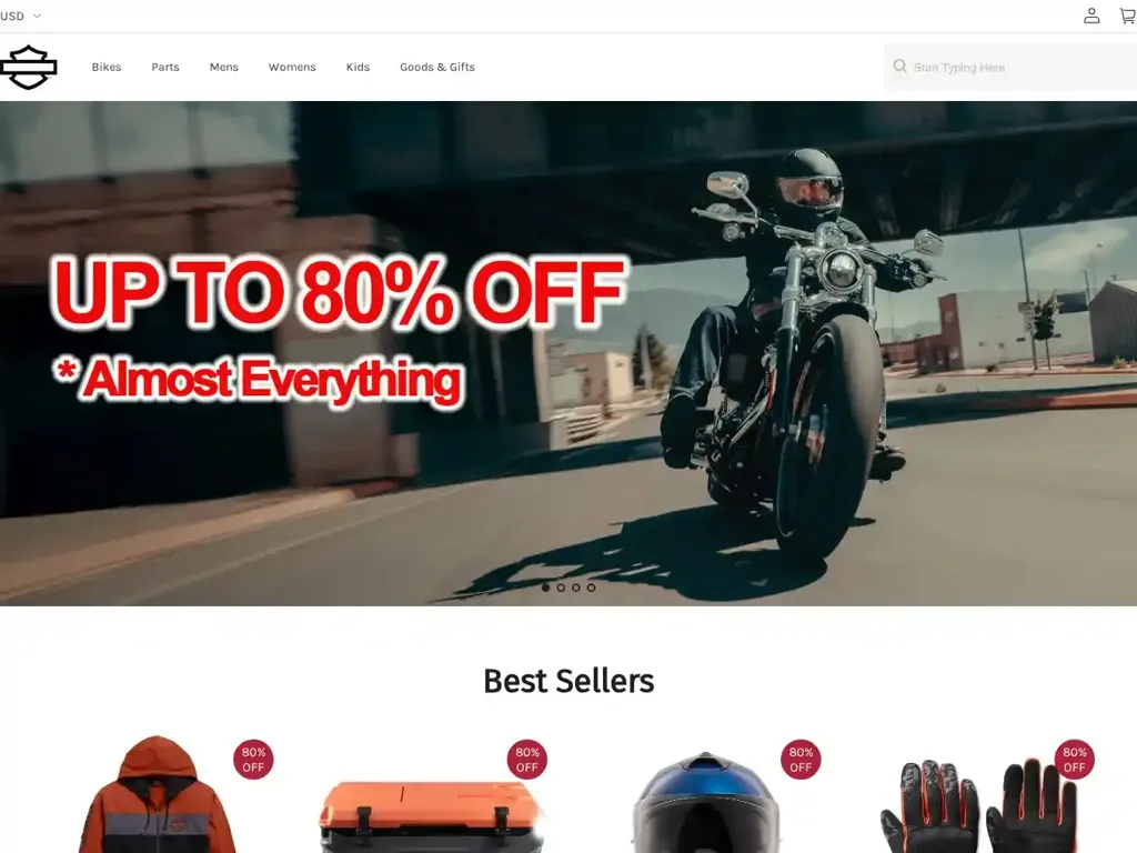 Screenshot of Harleydavidsonoff.shop taken on Tuesday the 12th of August 2025