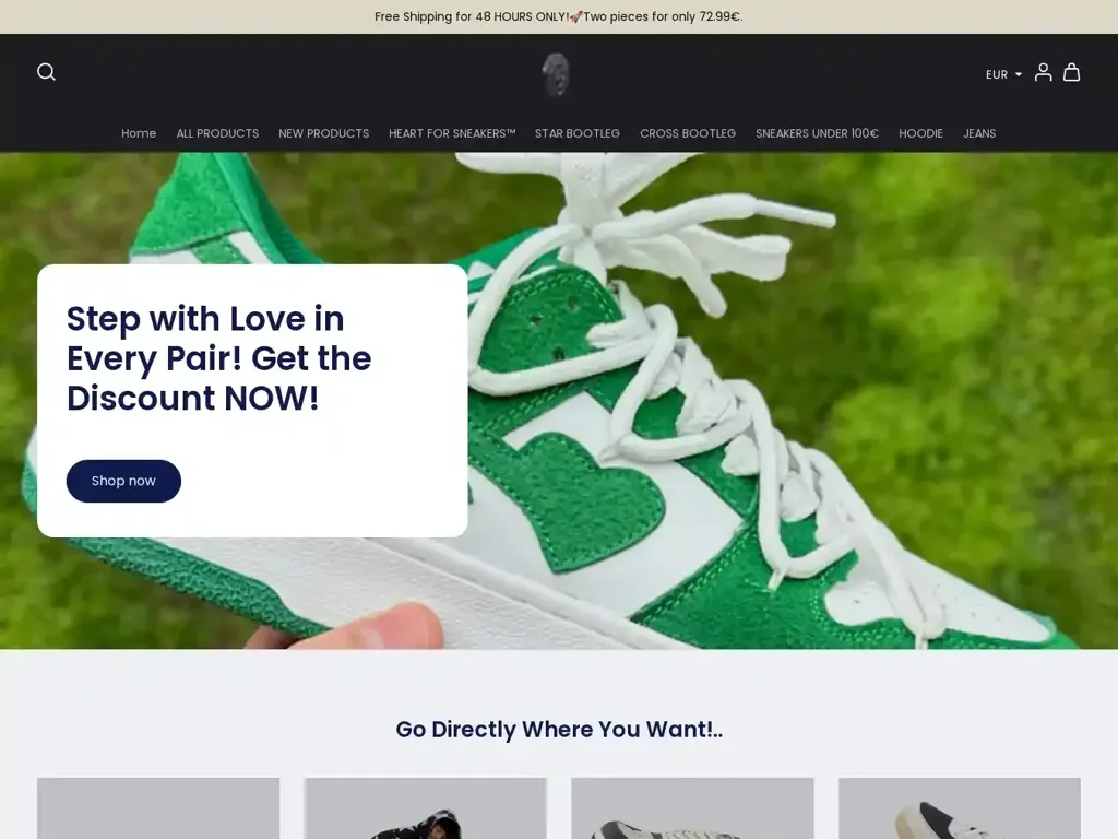 Screenshot of Heartforsneakersinc.com taken on Wednesday the 28th of February 2024