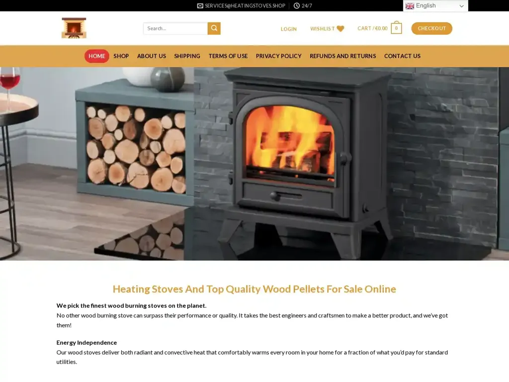 Screenshot of Heatingstoves.shop taken on Sunday the 28th of January 2024