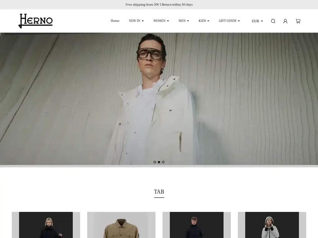 Screenshot of Herno.shop taken on Friday the 8th of March 2024