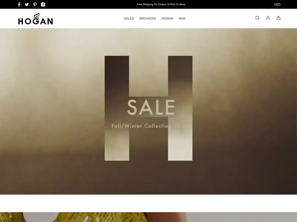 Screenshot of Hoganstore.shop taken on Monday the 15th of January 2024