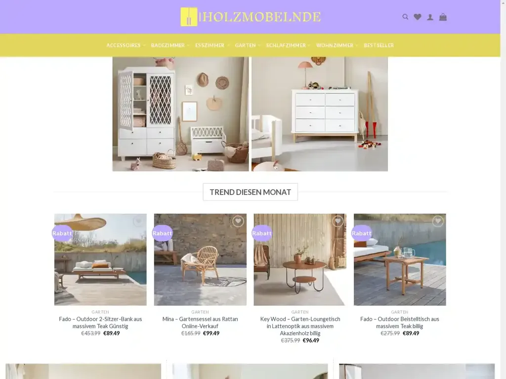 Screenshot of Holzmobelnde.com taken on Wednesday the 26th of June 2024