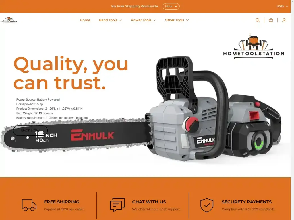 Screenshot of Hometoolstation.com taken on Monday the 30th of December 2024