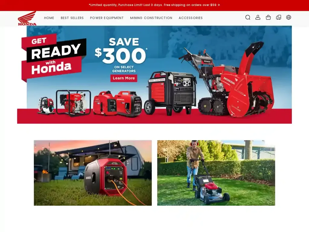Screenshot of Hondpower.com taken on Saturday the 10th of February 2024