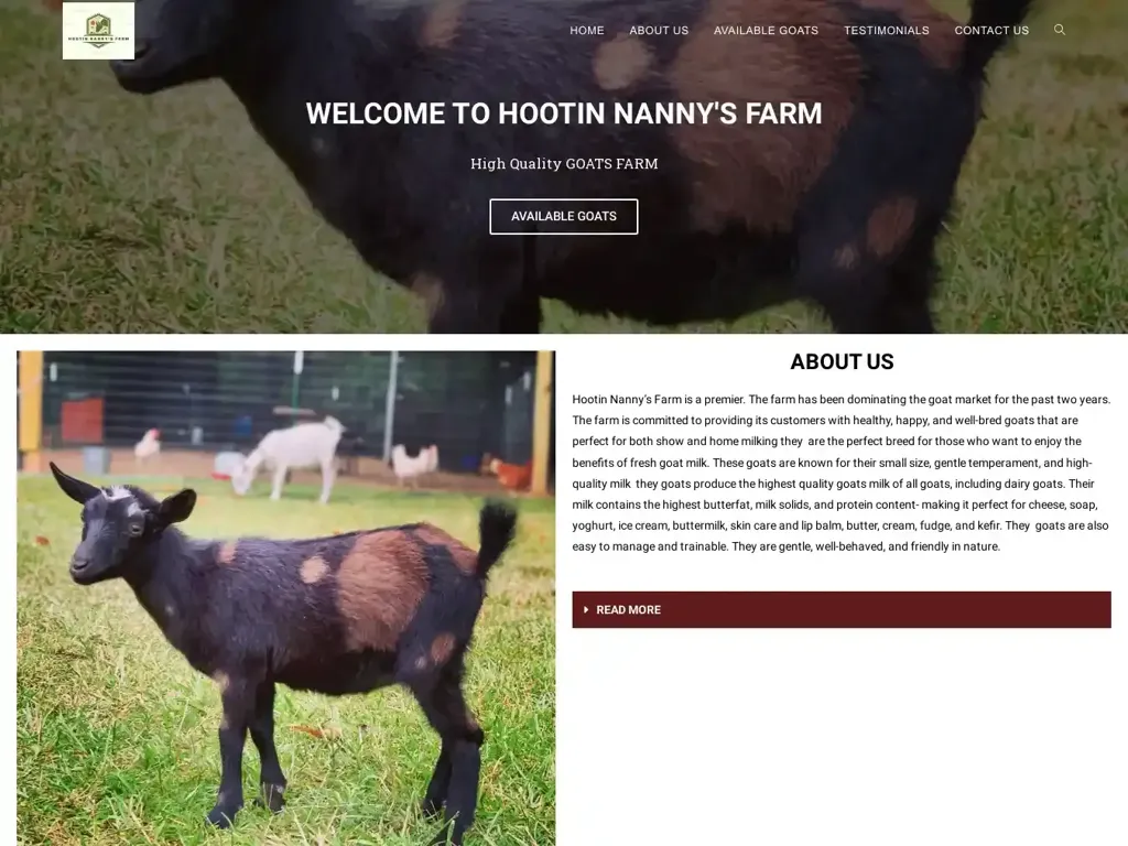 Screenshot of Hootinnannysfarm.online taken on Monday the 22nd of January 2024