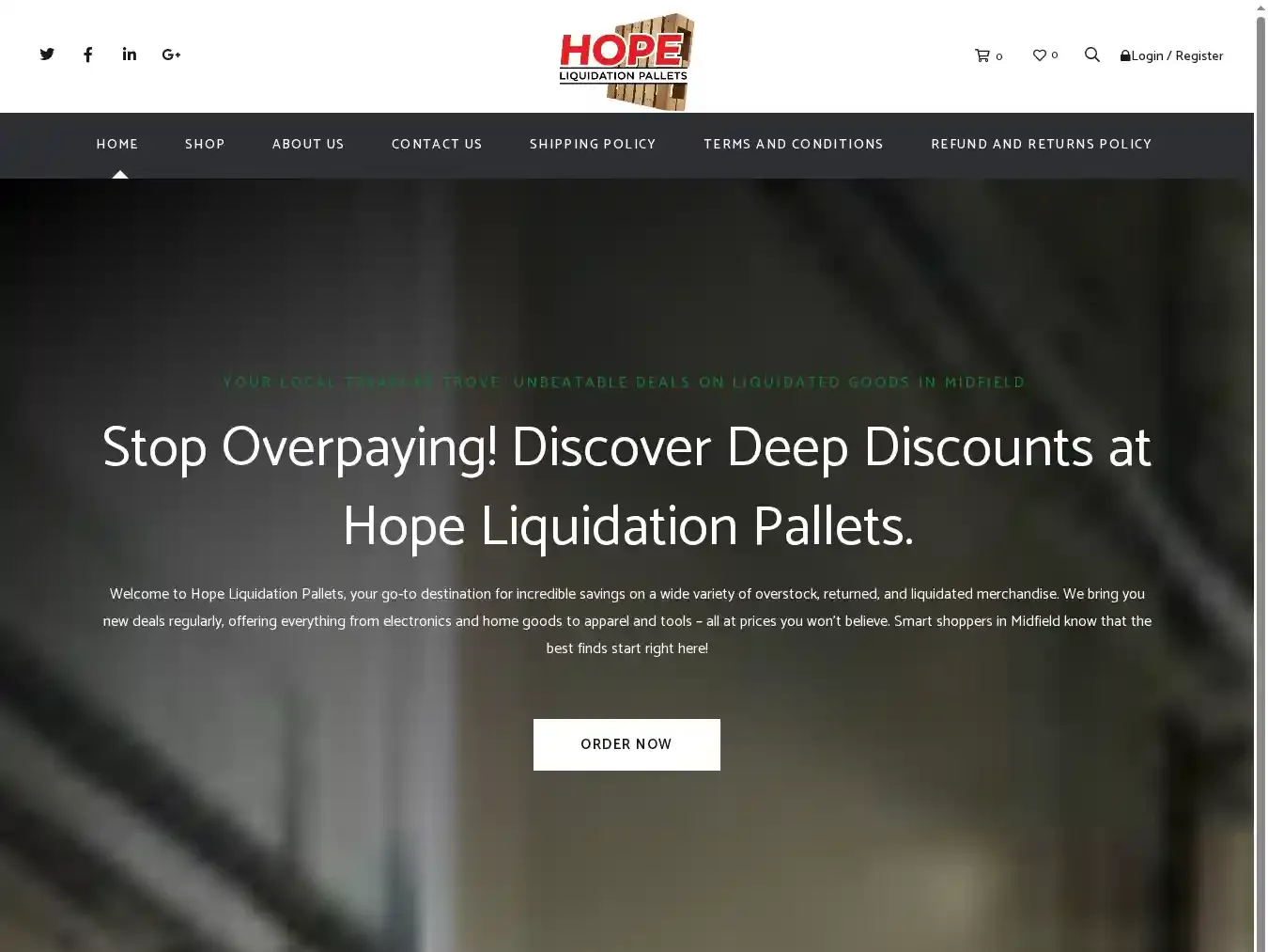 Hopeliquidationpallets.com Fraudulent Liquidation website.