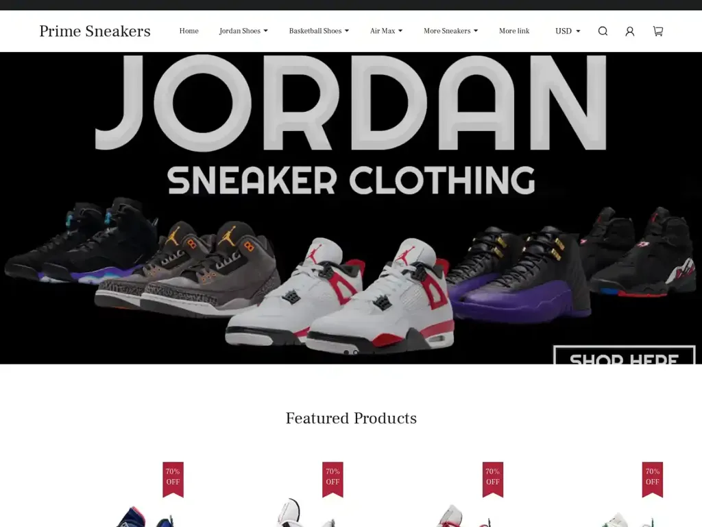 Screenshot of Hotsneakers.net taken on Thursday the 25th of January 2024