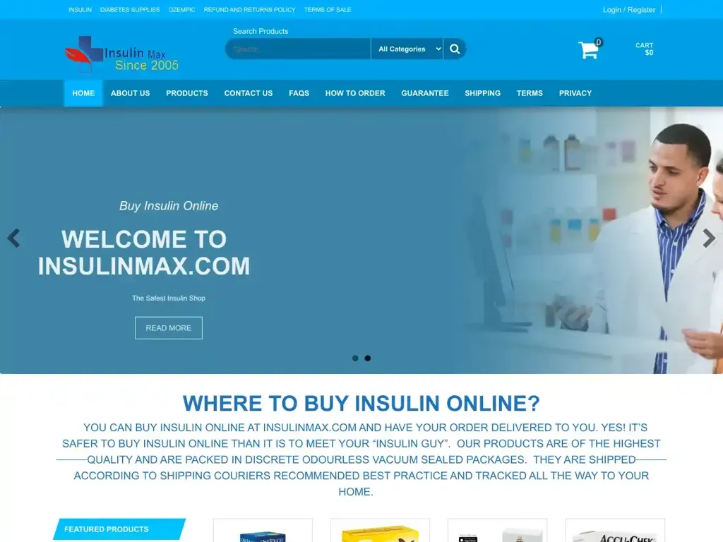 Screenshot of Insulinmax.com taken on Wednesday the 3rd of January 2024