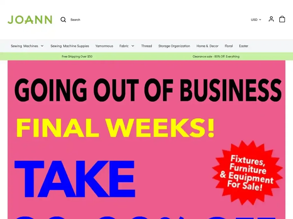 Screenshot of Joansbuy.com taken on Thursday the 22nd of May 2025