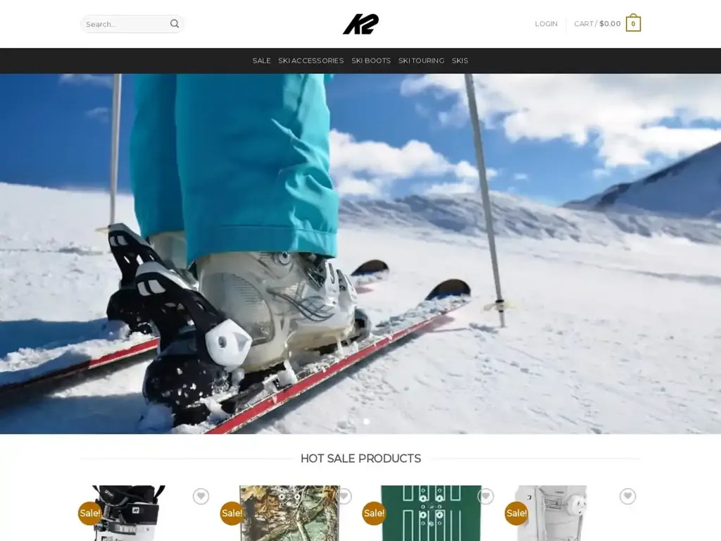 Screenshot of K2skigear.com taken on Tuesday the 9th of January 2024