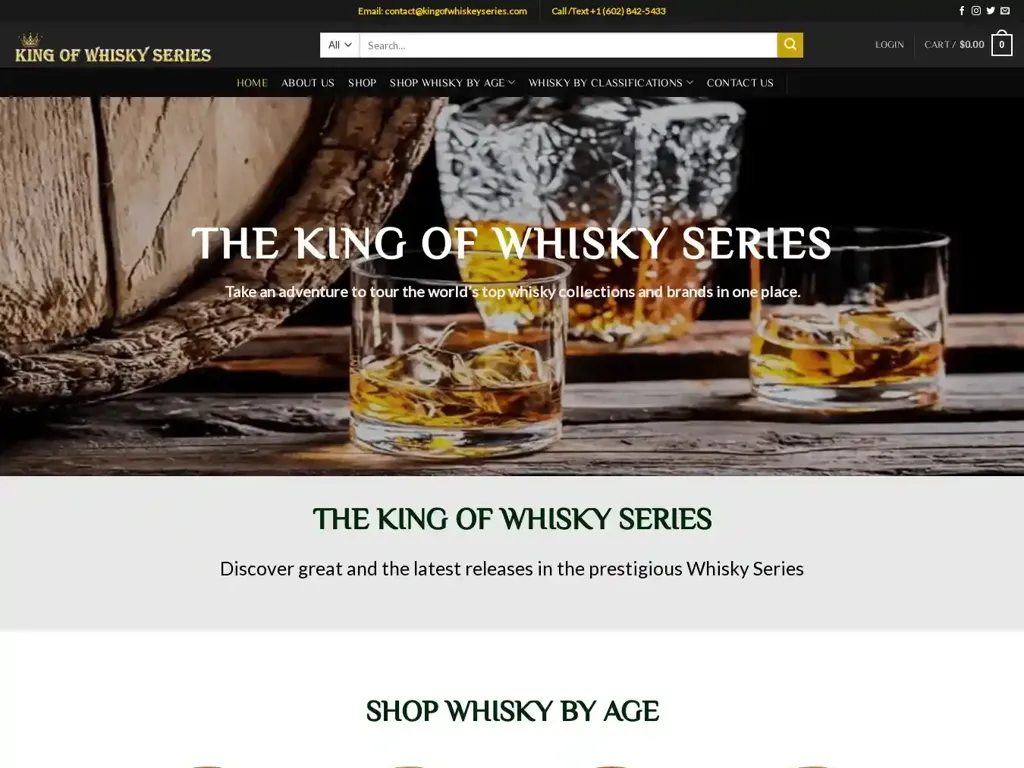 Screenshot of Kingofwhiskeyseries.com taken on Tuesday the 16th of January 2024