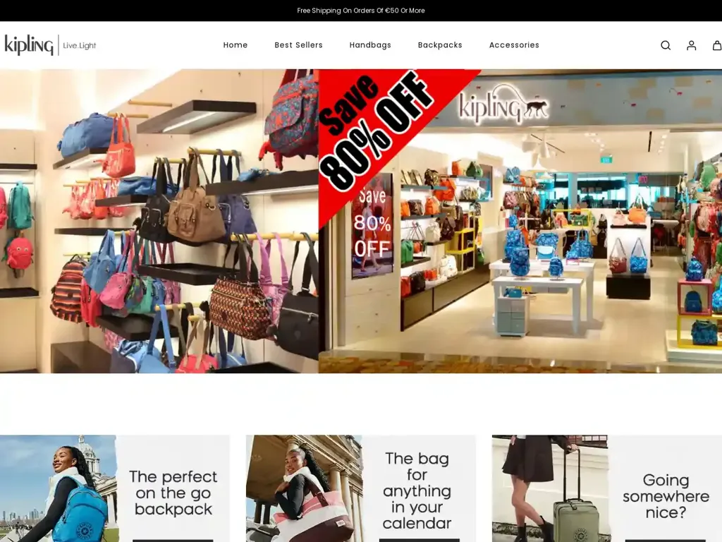 Screenshot of Kiplingeu.shop taken on Sunday the 10th of March 2024