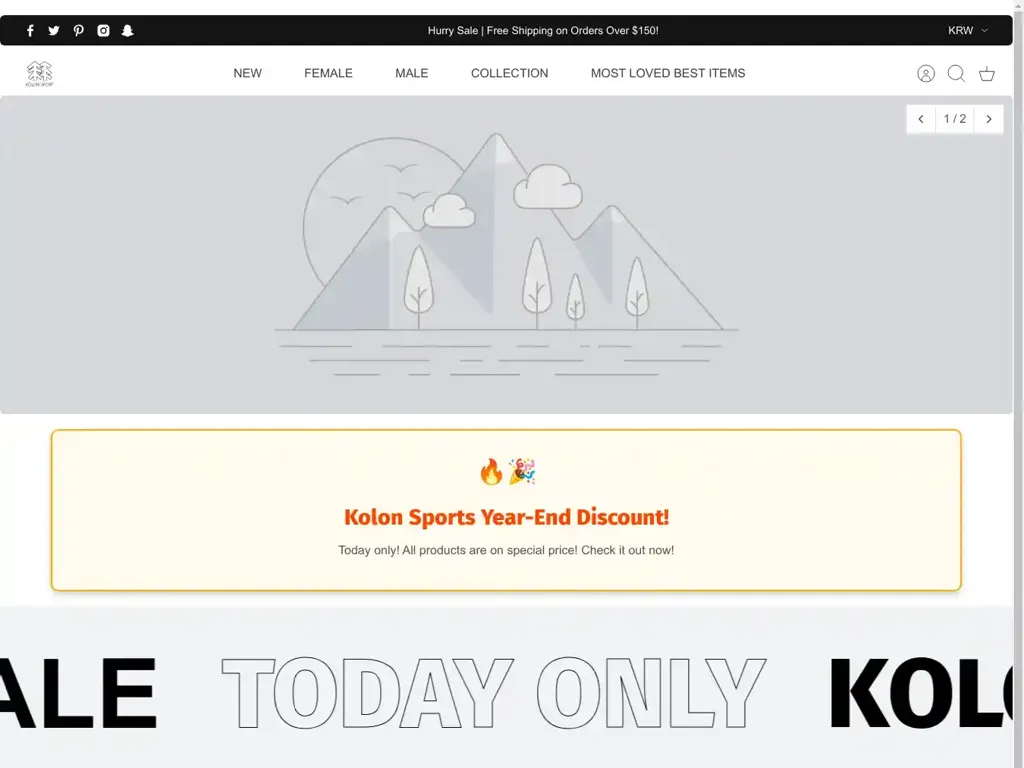 Screenshot of Kolonsport-kr.com taken on Tuesday the 14th of January 2025