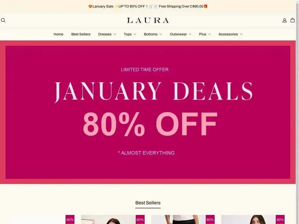 Screenshot of Lauraofficial.shop taken on Tuesday the 14th of January 2025