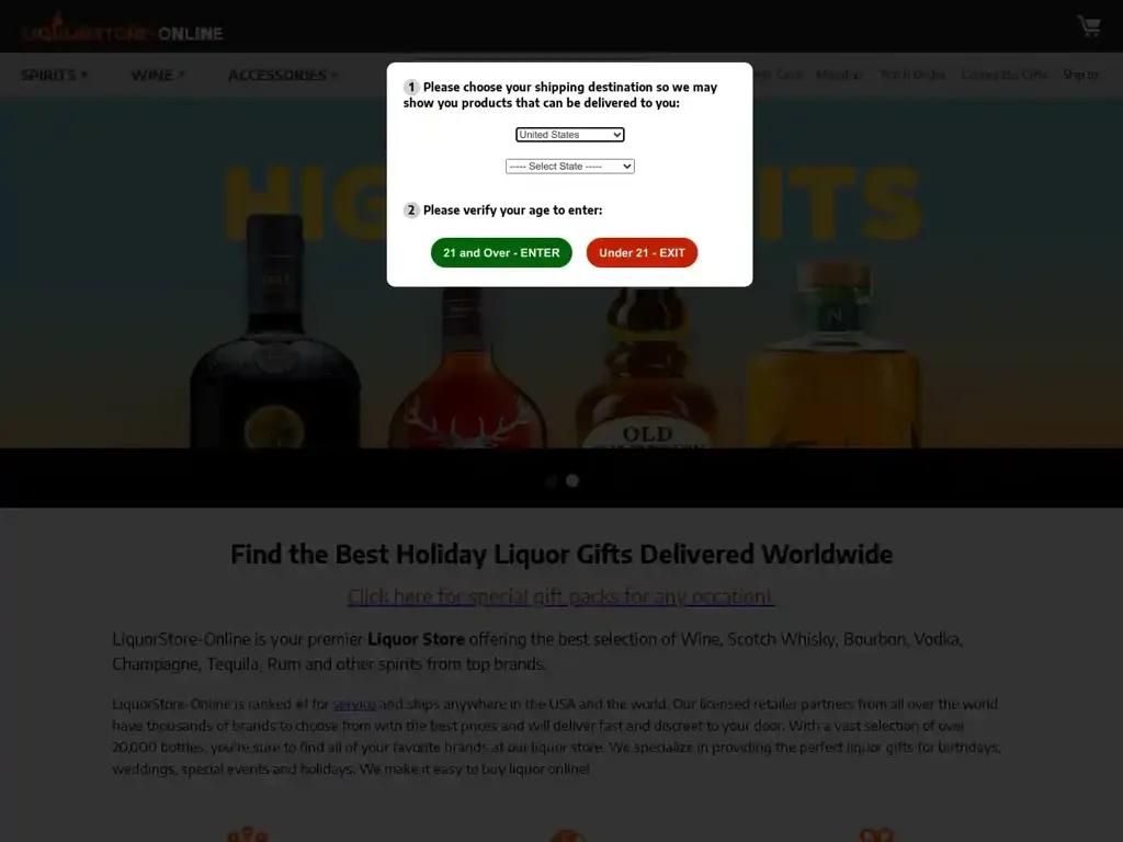 Screenshot of Liquorstore-online.com taken on Tuesday the 16th of January 2024