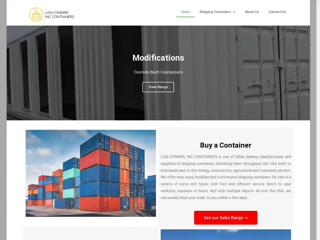 Screenshot of Lisaconnerinccontainers.com taken on Monday the 21st of October 2024