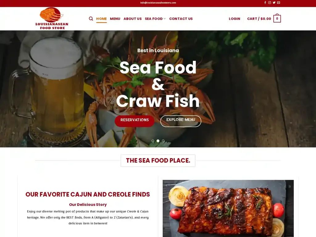 Screenshot of Louisianaseafoodstore.com taken on Sunday the 25th of August 2024