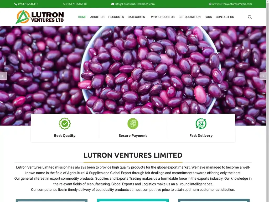 Screenshot of Lutronventureslimited.com taken on Monday the 8th of July 2024