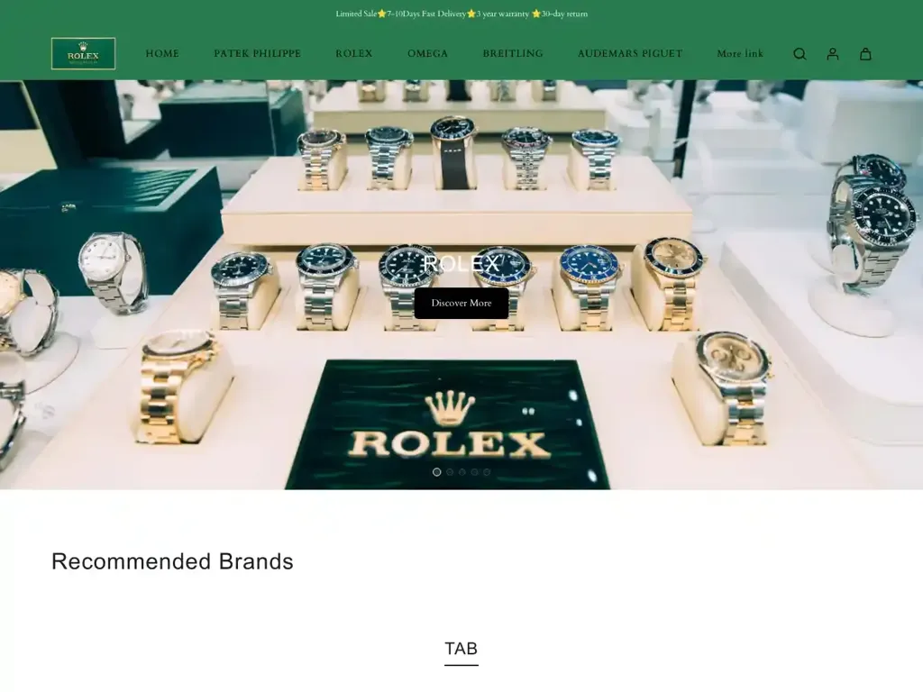 Screenshot of Luxurywatches1.shop taken on Sunday the 28th of April 2024