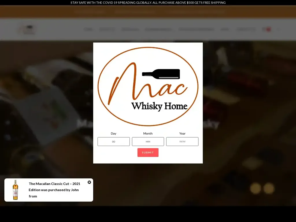 Screenshot of Macwhiskyhome.com taken on Wednesday the 3rd of January 2024