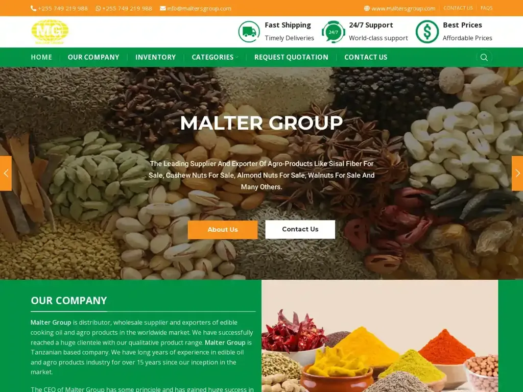 Screenshot of Maltersgroup.com taken on Friday the 9th of February 2024