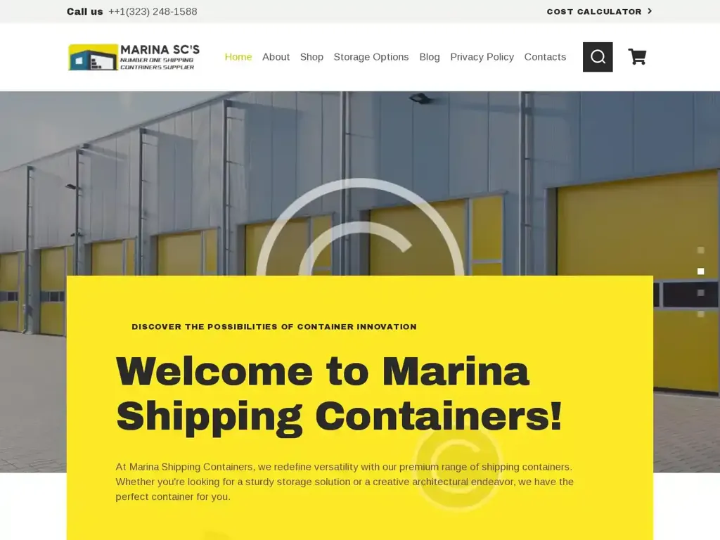 Screenshot of Marinashippingcontainers.com taken on Saturday the 13th of January 2024