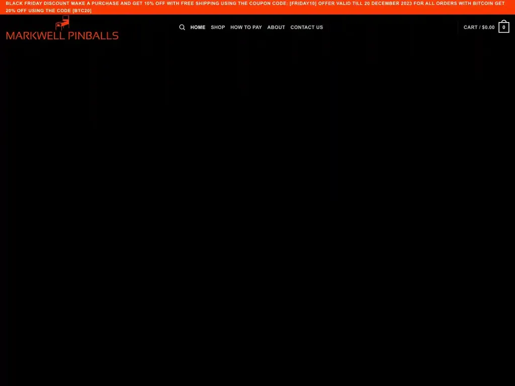 Screenshot of Markwellpinballs.com taken on Sunday the 28th of January 2024