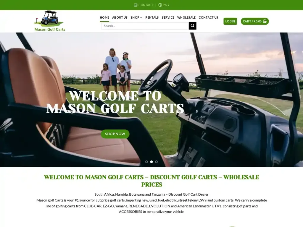 Screenshot of Masongolfcarts.com taken on Monday the 5th of February 2024