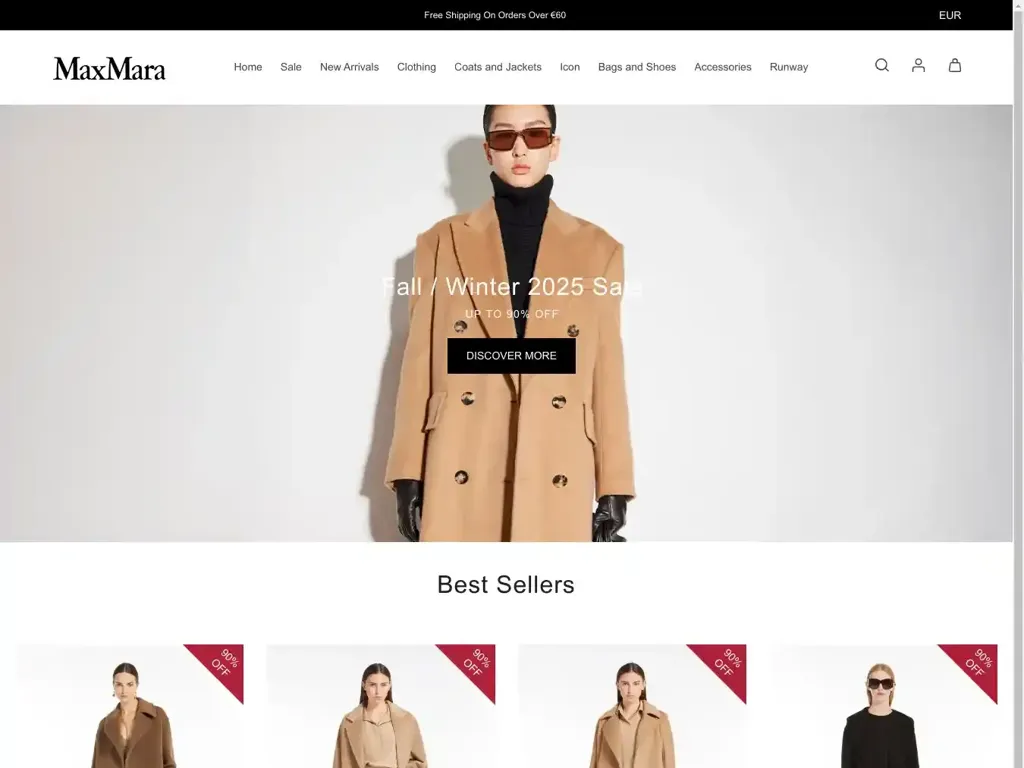 Screenshot of Maxmara-eu.com taken on Tuesday the 7th of January 2025