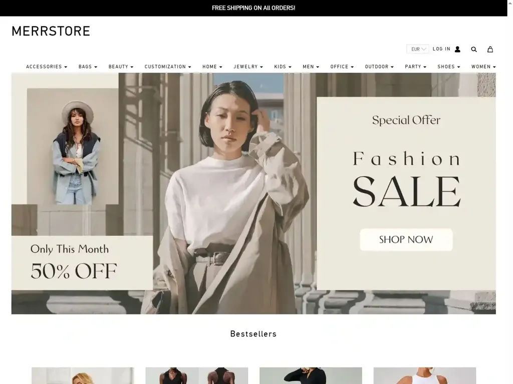 Screenshot of Merrstore.com taken on Thursday the 28th of August 2025