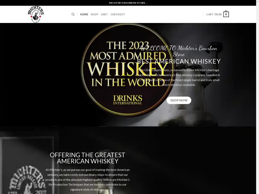 Screenshot of Michtersbourbonstore.com taken on Monday the 8th of July 2024