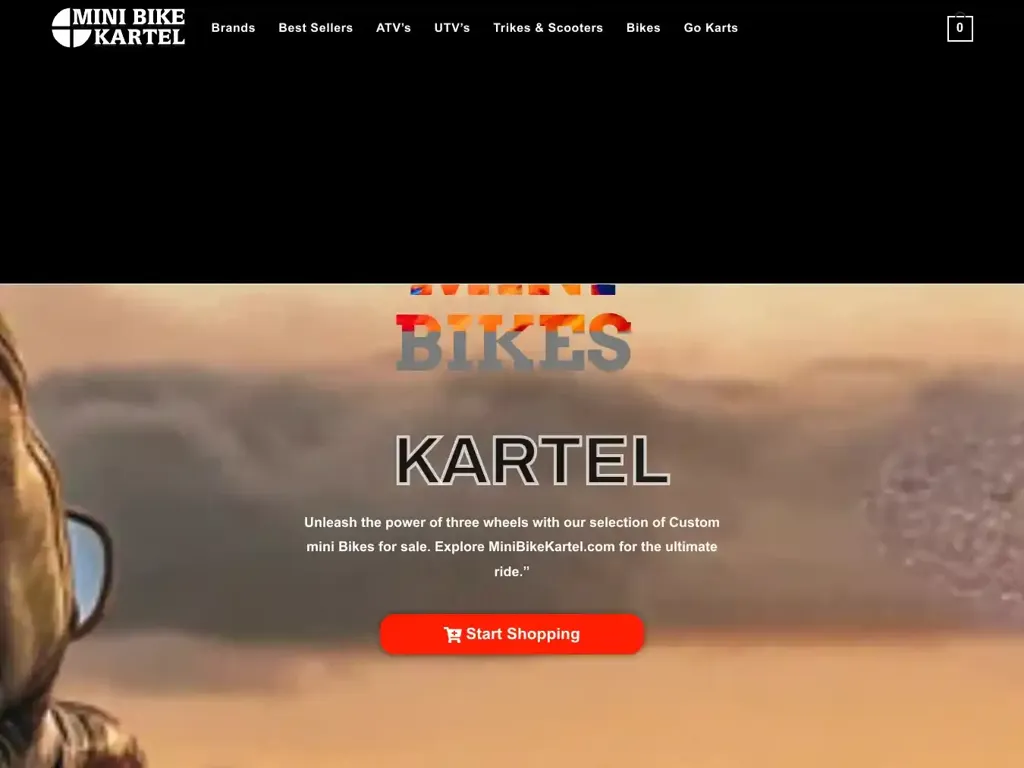 Screenshot of Minibikekartel.com taken on Sunday the 14th of April 2024